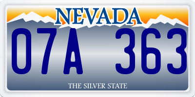 NV license plate 07A363