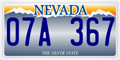 NV license plate 07A367