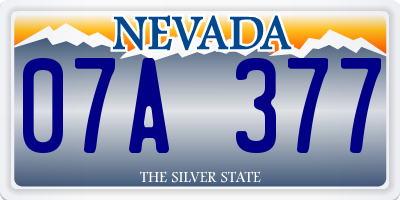 NV license plate 07A377