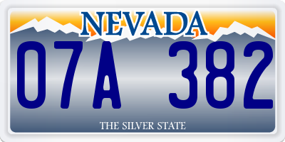 NV license plate 07A382