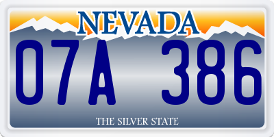 NV license plate 07A386