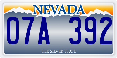 NV license plate 07A392