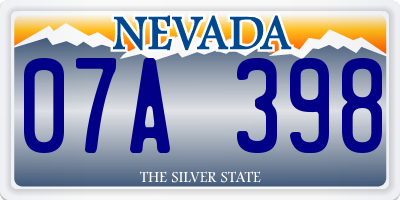 NV license plate 07A398