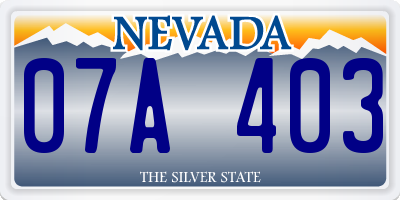 NV license plate 07A403