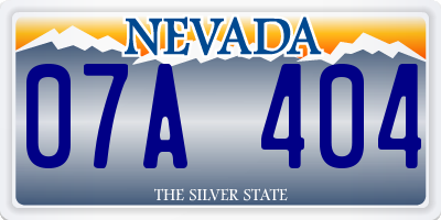 NV license plate 07A404