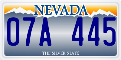 NV license plate 07A445