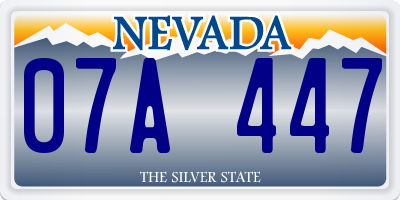 NV license plate 07A447