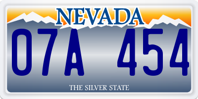 NV license plate 07A454