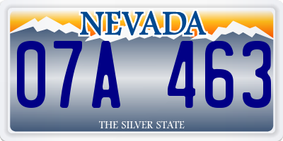 NV license plate 07A463