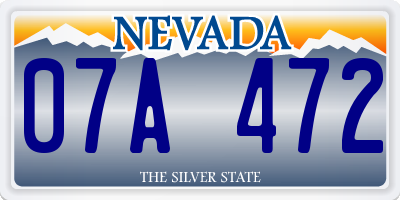 NV license plate 07A472