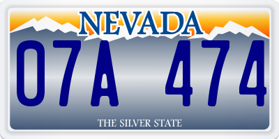 NV license plate 07A474