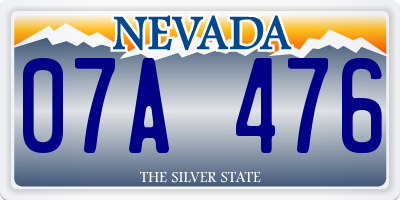 NV license plate 07A476