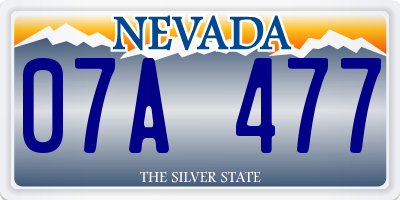 NV license plate 07A477