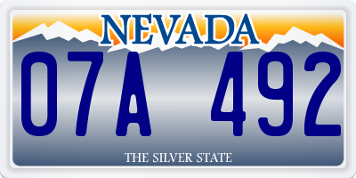 NV license plate 07A492