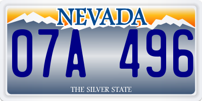 NV license plate 07A496