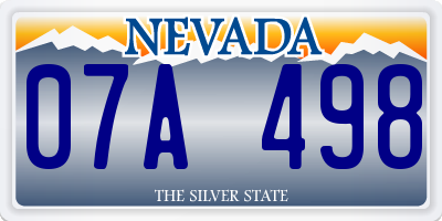 NV license plate 07A498