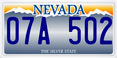 NV license plate 07A502