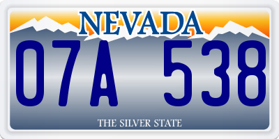 NV license plate 07A538