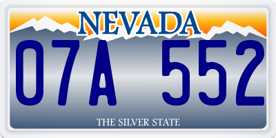 NV license plate 07A552