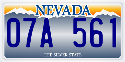 NV license plate 07A561