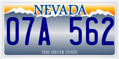 NV license plate 07A562