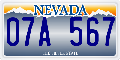 NV license plate 07A567