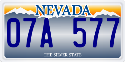 NV license plate 07A577