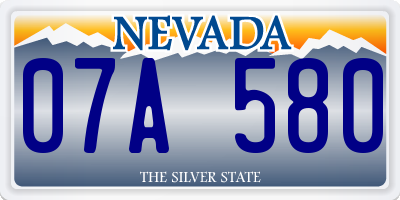 NV license plate 07A580