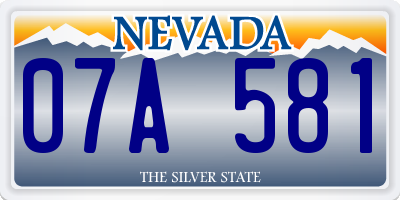 NV license plate 07A581