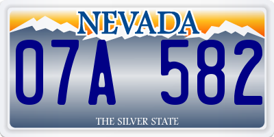 NV license plate 07A582