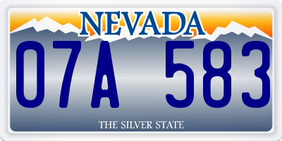 NV license plate 07A583