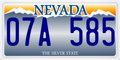 NV license plate 07A585