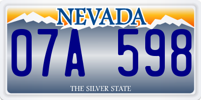 NV license plate 07A598