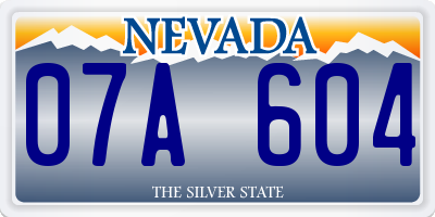 NV license plate 07A604