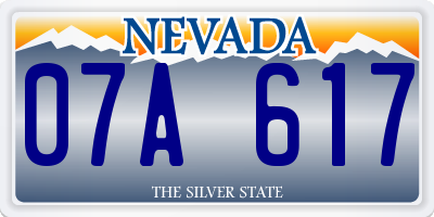 NV license plate 07A617