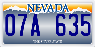 NV license plate 07A635