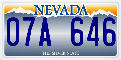 NV license plate 07A646