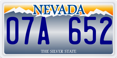 NV license plate 07A652