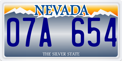 NV license plate 07A654