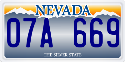 NV license plate 07A669