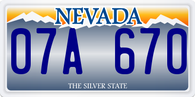 NV license plate 07A670