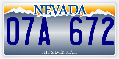 NV license plate 07A672