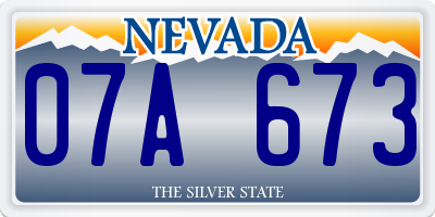 NV license plate 07A673