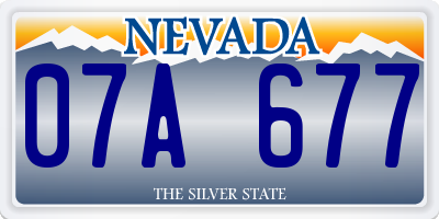 NV license plate 07A677