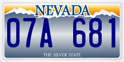 NV license plate 07A681