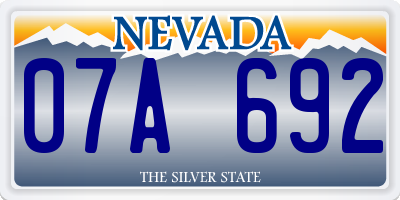 NV license plate 07A692