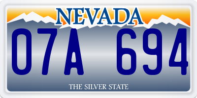 NV license plate 07A694