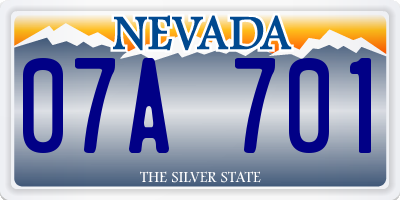 NV license plate 07A701