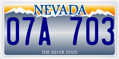 NV license plate 07A703