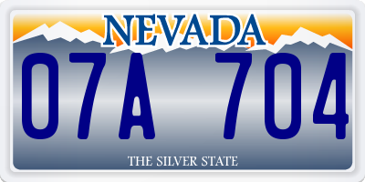 NV license plate 07A704